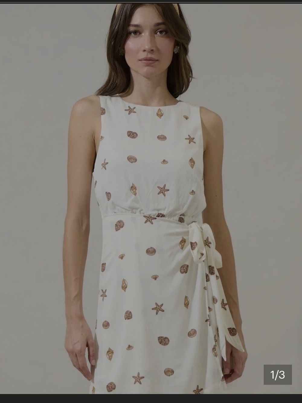 Sugarlips Cream Seashell Print Wrap Dress